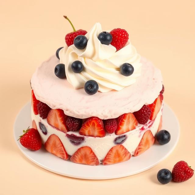 Vanilla Berry Ice Cream Cake